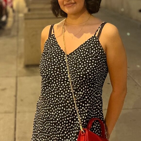 Black and White Heart Print Summer Dress - Picture 2 of 3